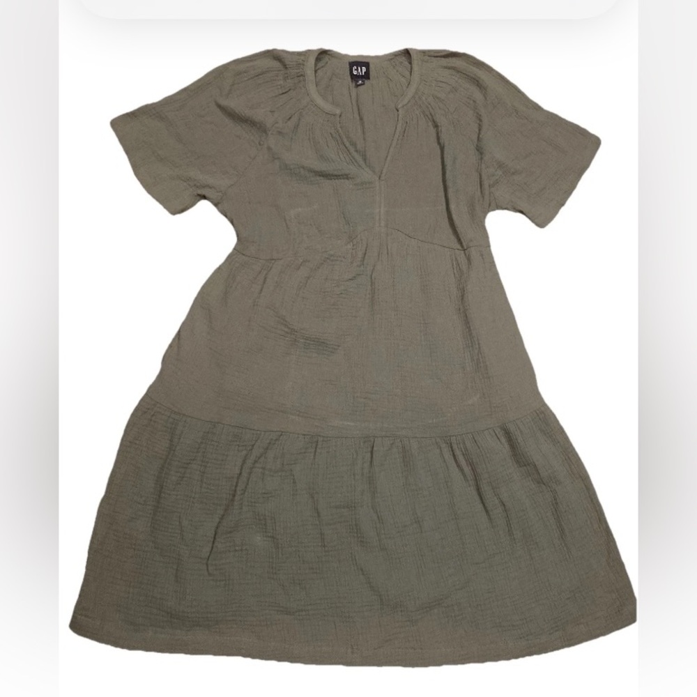 Gap Woman’s XS Green V Neck Party Dress 100% Cotton NWT, $69.95 MSRP